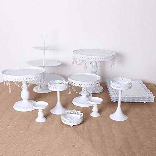 heresell - Espositore per Torte a 3 Ripiani, in Ferro battuto, Decorazione da Tavolo, 12 Pezzi Bianco