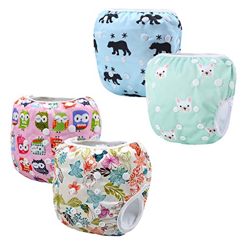Storeofbaby 4pcs Baby Swim Diapers Leakproof Reusable Adjustable Pool Pants Unisex