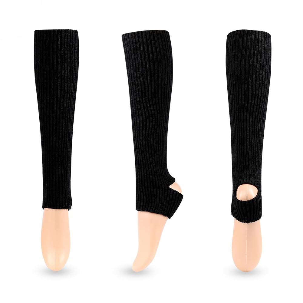 Fashion Yoga Socks Workout Socks Toeless Training Dance Ribbed Knit Socks Leg Warmers for Women Girls Latin Dance, Black