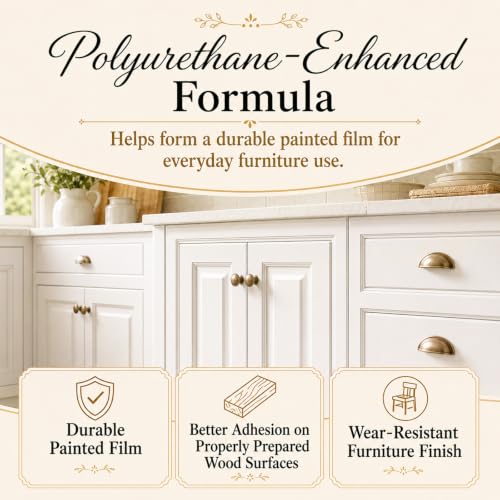 Pintura para muebles estilo leche blanca YKF para proyectos de madera DIY, fórmula de poliuretano a base de agua, 33.8 fl oz, para gabinetes, cómodas, mesas y renovación de decoración del hogar miniatura 4