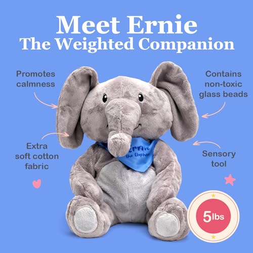 Image of Lilly's Love Weighted Stuffed Animal, 5lb | Sensory Plush for Kids & Adults | Machine Washable Plushie w /Removable Inner | Calming Weighted Stuffed Animal for Anxiety, Ernie The Elephant