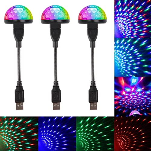 Usb Mini Disco Light With Flexible Usb Extender, 3Packs, Sound Activated Party Lights Dj Disco Ball Stage Lights-Multi Colors Led Car Auto Lights,Magic Strobe Light For Xmas Party,Pool,Karaoke (Black) #TOP7