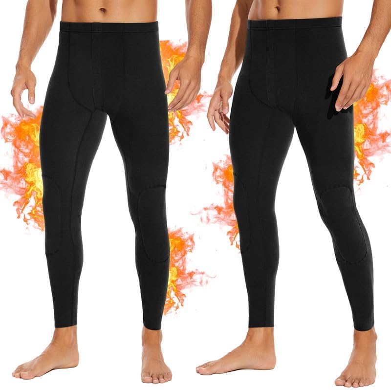 SIMIYA 2 Packs Mens Long Johns, Thermal Underwear for Men Soft Base Layer Mens Thermal Pants for Cold Weather - Image 2