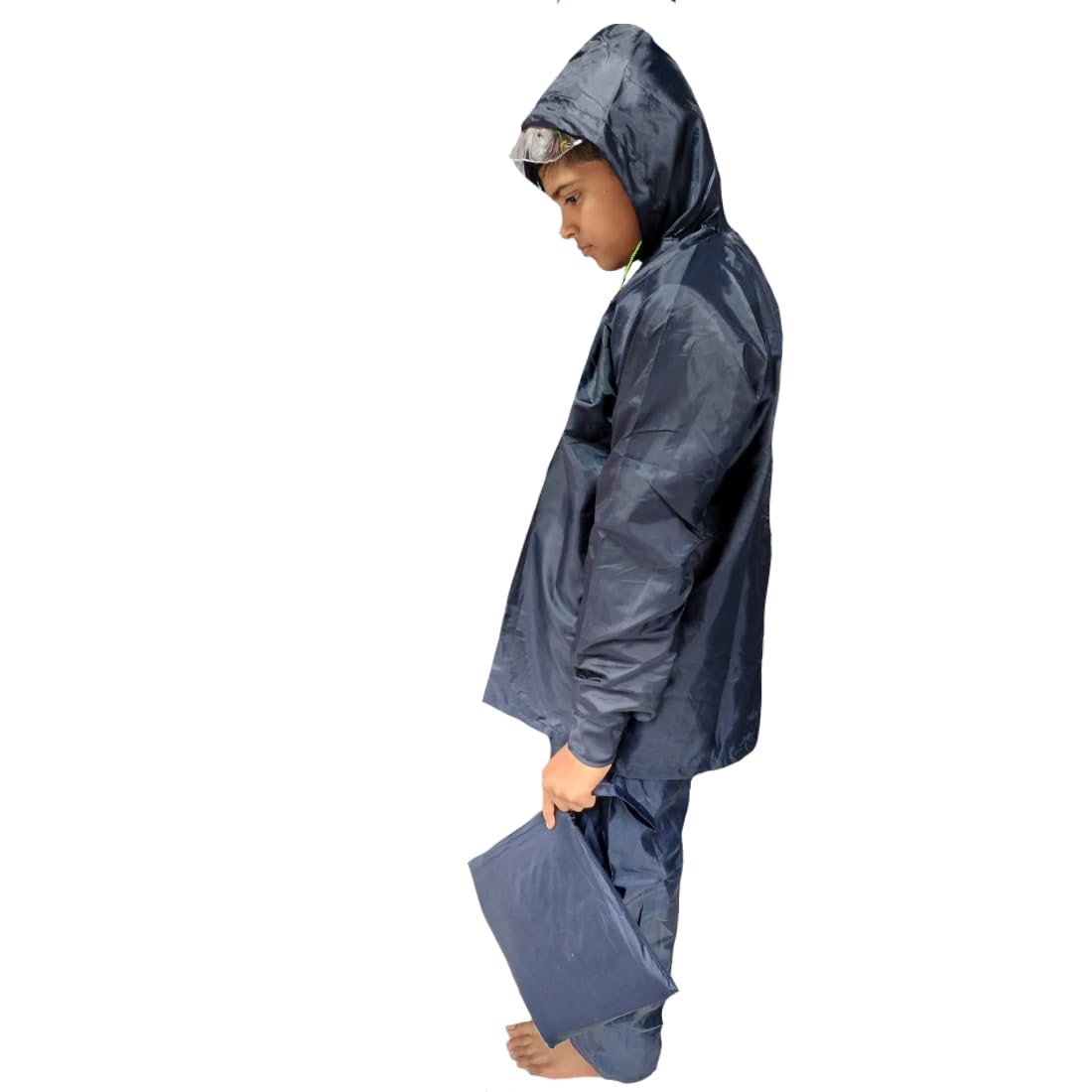 D8211K Children’s Waterproof Hooded Raincoat & Pant Set | Durable, Lightweight, Portable Rain Suit with Carry Pouch (M, Blue, 8 Years - 9 Years) 4