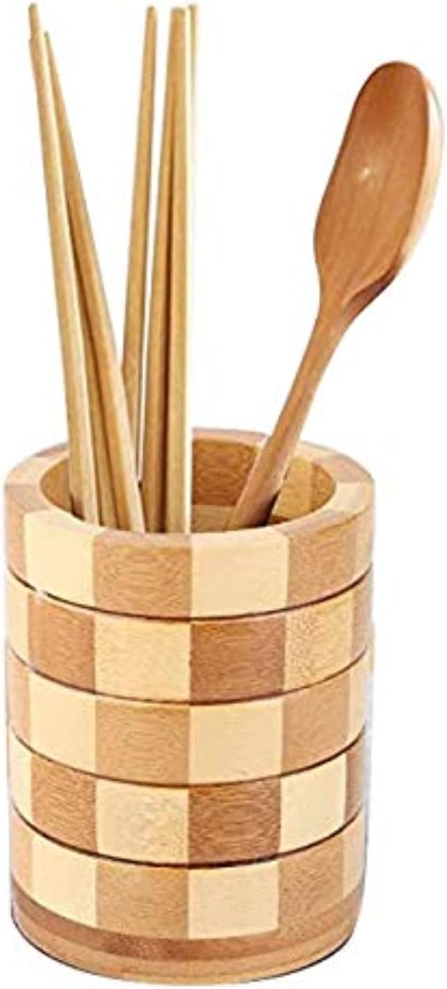 Porte-ustensiles En Bois Pour Comptoir De Cuisine – Support à Ustensiles De Cuisine Rotatif à 360° En Acacia Et Grand Support Rond Pour Ustensiles De Cuisine De 18,3 X 15,2 Cm Avec