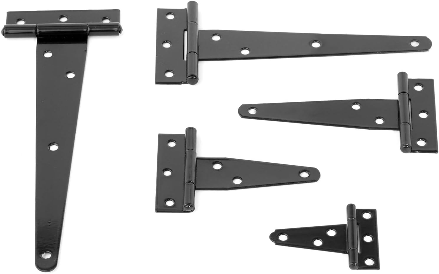 2 PCS T Shaped Black Iron Barn Door Hinges Rustic Furniture Metal Hinge for Wooden Kitchen Cabinet Cupboard Wardrode Fence(Black 62mm)