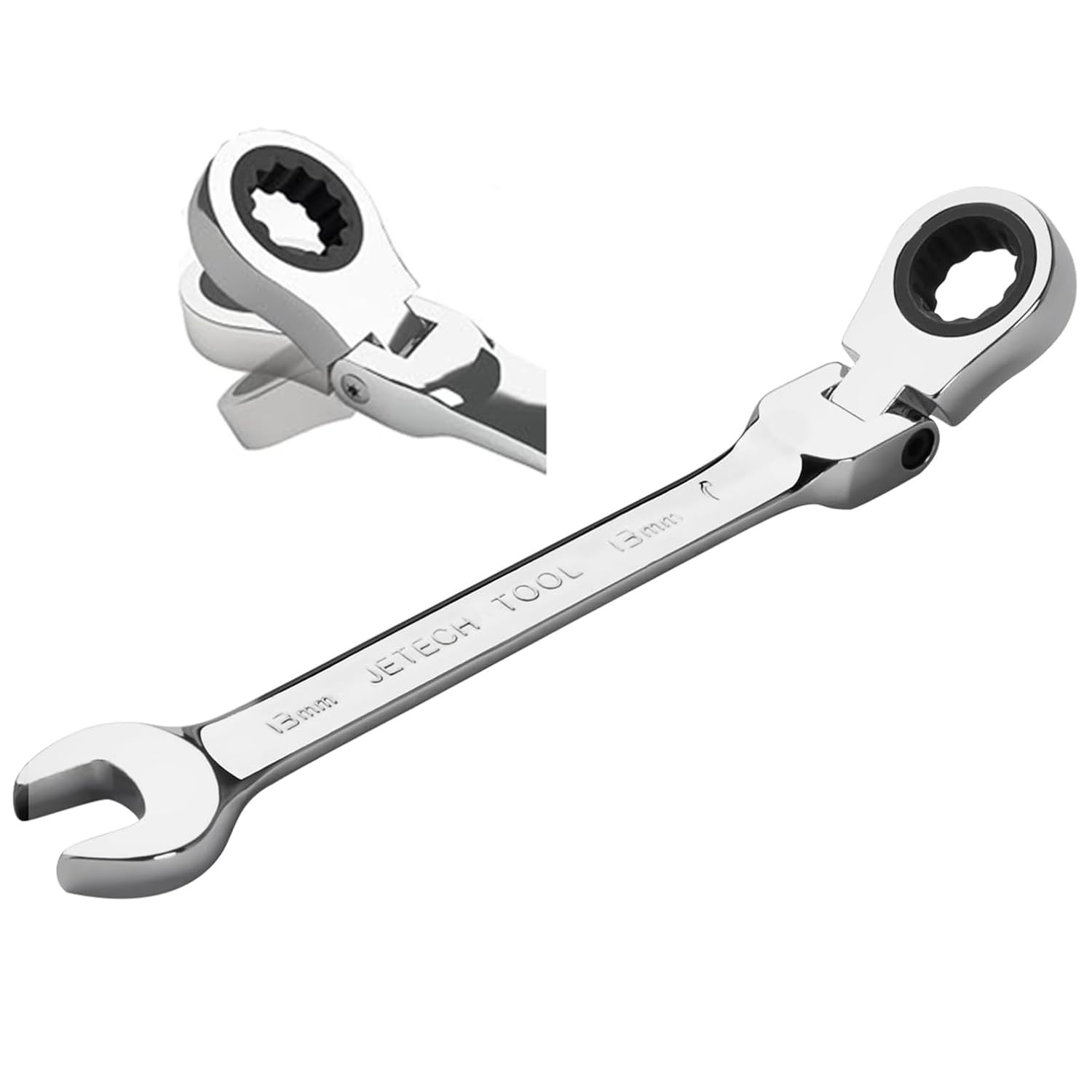 Jetech 13mm Ratchet Wrench Flex Head: Box End Wrench 12Pt| Metric Ratcheting Combination Chrome Vanadium,Forged, Extra Durability