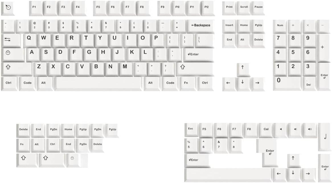 PBT Custom Keycaps Compatible with Cherry MX, Kailh, Getern Switches and Clones, Cherry Profile, Doubleshot 142-Keycap Set for Mechanical Gaming Keyboard, White Snowflake