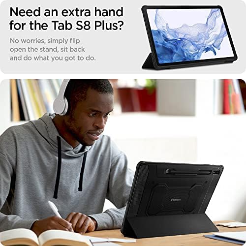 Spigen Rugged Armor Pro Case Compatible with Samsung Galaxy Tab S8 Plus and Compatible with Galaxy Tab S7 Plus - Black