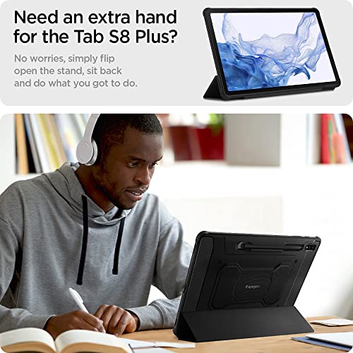 Spigen for Galaxy Tab S8 Plus Case (2022), Galaxy Tab S7 Plus Case (2020), Rugged Armor Pro Protective Tri-Fold Cover and S Pen Holder, 12.4 inch, Black by Spigen - Image 5