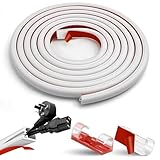 Flexibler Kabelkanal Weiß 3m Selbstklebend mit 10 Kabelklemmen, Mini Silikon Kabelschacht Halbrund Kabelabdeckung zum Kabel Verstecken an Wand, Boden, Decke & Fußleisten, Kabelkanäle für TV & Büro