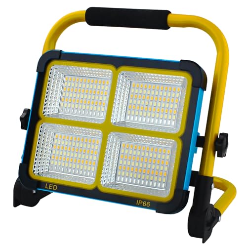 TOPBOS 100W Baustrahler LED mit Stativ | 10000LM Tragbare Arbeitsleuchte | 16500mAh Akku mit USB-C & Solarladung | IP54 Wassergeschützt | 4 Lichtmodi | Für Werkstatt, Baustelle, Camping