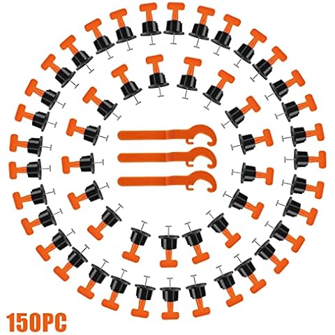 Tile Leveling System Kit, 150pcs Reusable Tile Spacers with 3 Special Wrenches and Retrievable Steel Needle, Tile Leveling Tool Kit for Wall Floor Ceramic Tile(150pcs) Cover