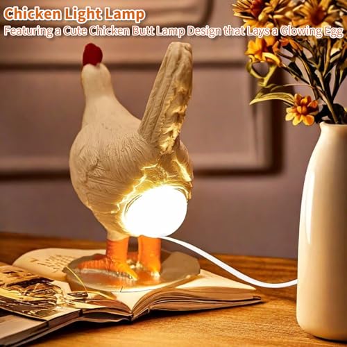 Lámpara de mesa con luz LED tactil, diseño de gallina miniatura 2