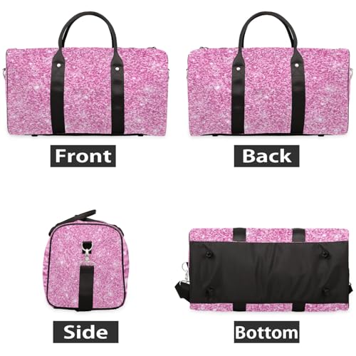 Pink Glitters Print Travel Duffle Bag for Women Men, Carry On Overnight Bag, Weekend Travel Duffel Tote Bags for Trips Sport Hospital2