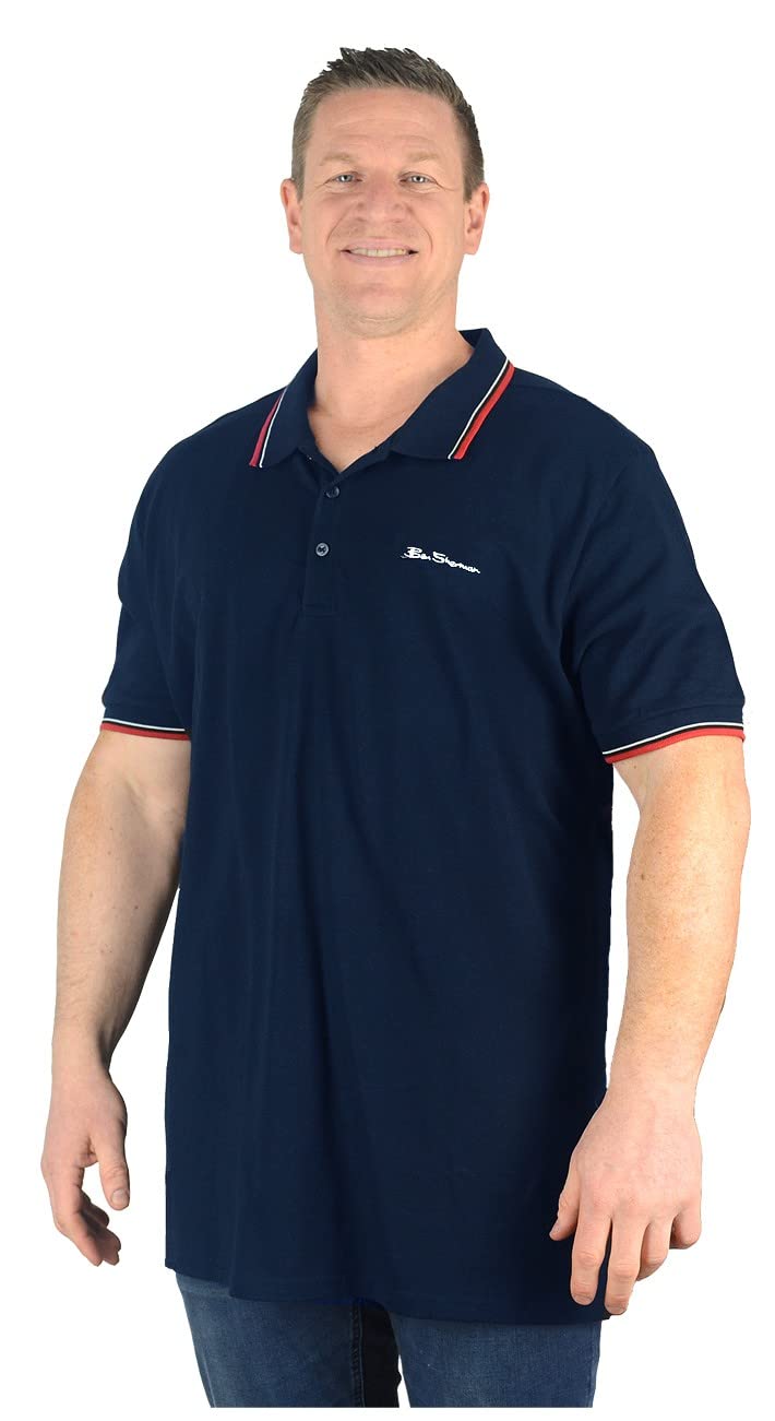 Ben Sherman Men's Dark Navy Plus Size 59310 Signature Polo Shirt 4XL