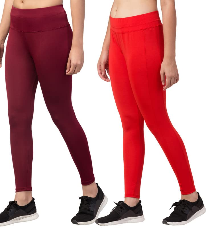 Image of BLUECON Gym wear Leggings Ankle Length Workout Pants | Stretchable Tights | Mid Waist Sports Fitness Yoga Track Pants for Girls & Women (Pack of 2)