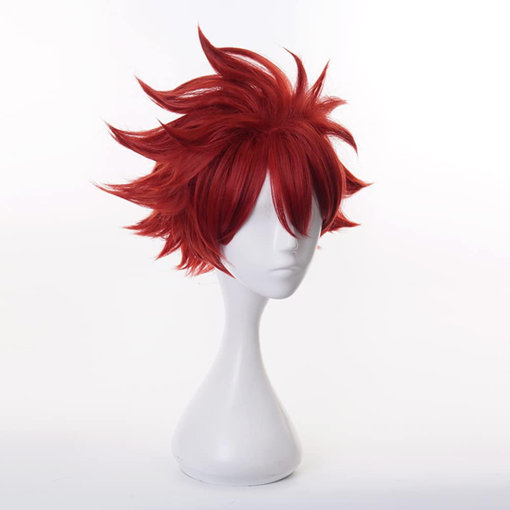 Dark Red Short Wig for Anime Straight Heat Resistan Synthetic Costume Hairs for Women Men Halloween Cos Anime Party Replacement Wigs - Image 2