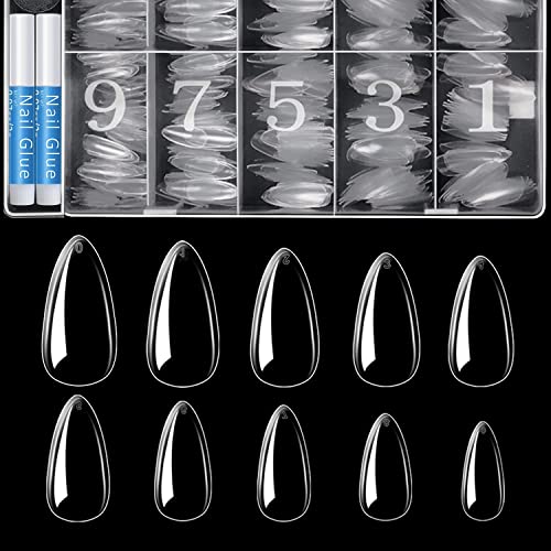 Almond Nail Tips With Nail Gel, Ejiubas Nail Gel Nail Tips Fake Nails False Nails Gel Nails #TOP11