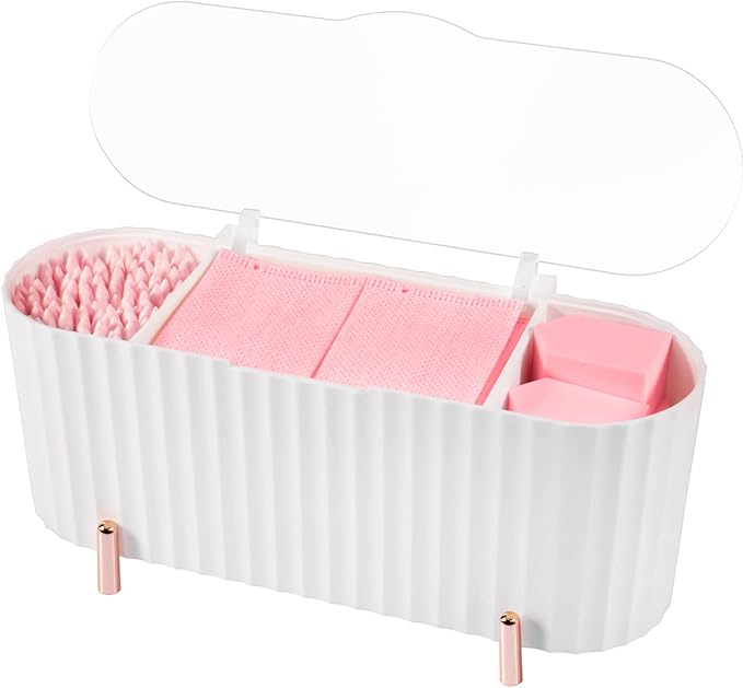 CGBE Cotton Pad Holder, Qtip Holder with Lid, Plastic Cotton Bud