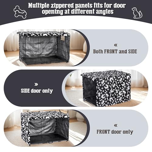 Dog Crate Cover 42 inch, Kennel Cover Fit for Dog Crate, Black/Paw - Image 3