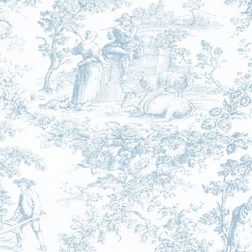Tissus et Nappes Westeel - Nappe Toile de Jouy Imprimé Pastoral et Champêtre (Bleu, 300x160cm)