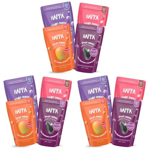 Image of Happa Fruit & Greek Yogurt Melts | 100% Fruit & Yogurt Candy for Babies, Kids & Adults | No Added Sugar, No Colours, No Artificial Flavours | Melt-in-Mouth | 8M+ | 20g Pack of 12