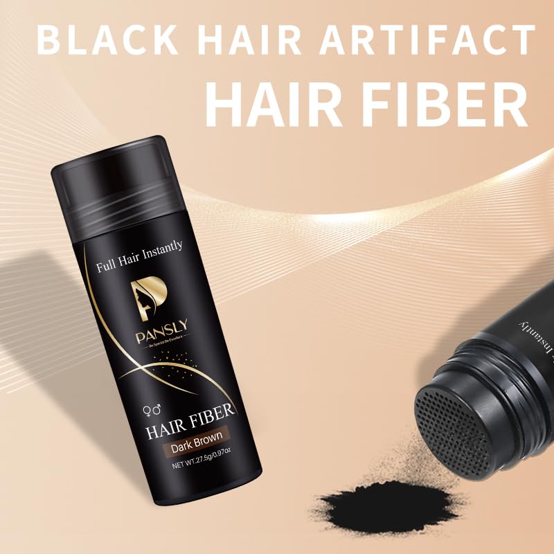 Dark Brown Hair Building Fibers for Thinning Hair Instant Thickener and Concealer Windproof & Water Resistant Volumizing Powder for Men and Women (Pack of 1)