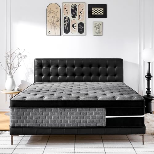 Quarota Queen Size Mattress 12 inch Hybrid Mattress in a Box Individually Pocket Springs Medium Firm Feel for Pressure Relief Breathable Comfort CertiPUR-US Certified