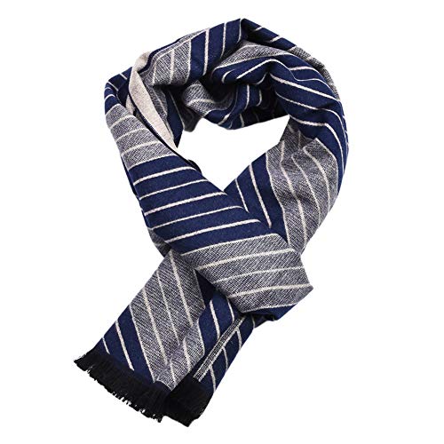 Topdo Bufanda de Algodón con Bufanda Mantener Caliente de Las Hombres Suave Espesar Primavera Invierno Elegante Cómodo Moda Bufanda 1 Pieza 175cm Azul Profundo