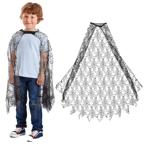 LXONTSG Capa de Halloween Para Niños, Disfraz de Araña Con Telaraña Para Fiesta (93CM)