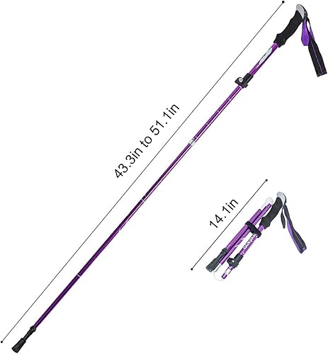 Miniatura 2 de Bastón de senderismo ajustable o bastón de senderismo fuerte ligero plegable aluminio rápido ajuste bloqueo para senderismo y camping