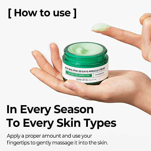 Some By Mi Aha Bha Pha 30 Days Miracle Cream - 2.02Oz, 60Ml - Made From Tea Tree Leaf Water For Sensitive Skin - Skin Calming And Soothing Effect - Pore And Sebum Care - Facial Skin Care #TOP6