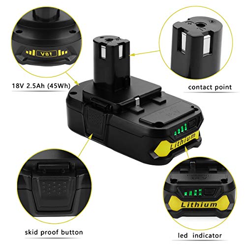 Image of energup 2-Pack P102 Replacement for Ryobi 18V Batteries P108 P104 P105 P102 P103 P122 P109