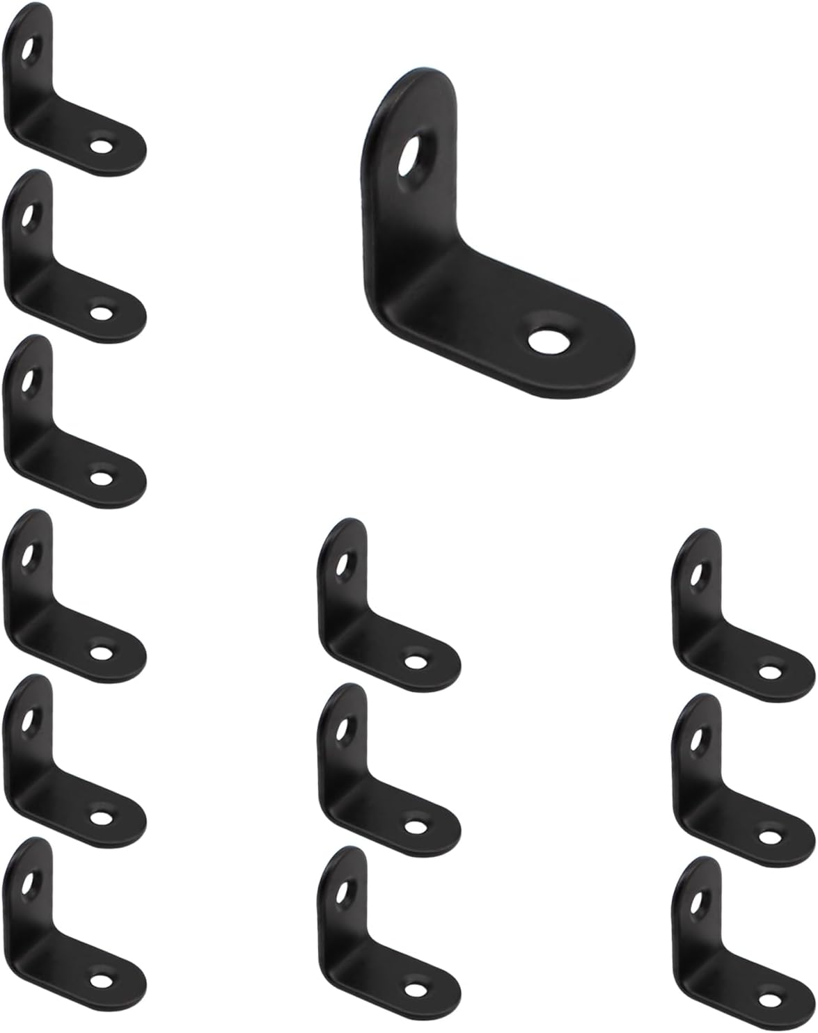 20 Sets Black 1 Inch (25mm x 25mm) Stainless Steel L Bracket Corner Brace Sets for Wood Furniture Repair, with Screws