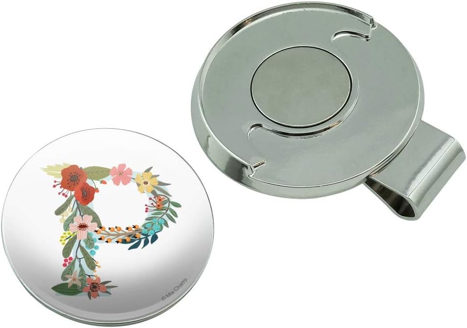 review GRAPHICS & MORE Letter P Floral Monogram Initial Golf Hat Clip with Magnetic Ball Marker