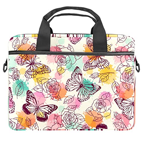 Sacoche bandoulière 13 pouces fleur rose anti-choc pour ordinateur portable