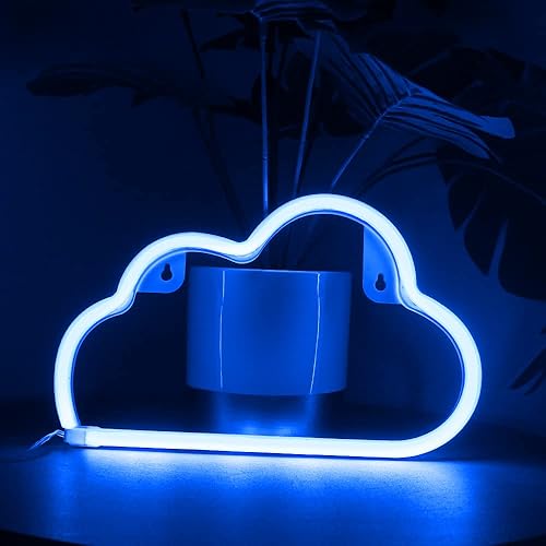 Aclorol Letreros de luz de neón de nube para decoración de pared, luces LED de nube alimentadas con bateríaUSB, color azul para habitación estética,