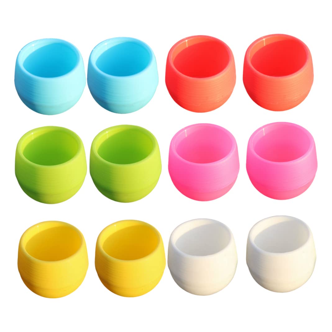 Hintyne Nursery Pots Mini Plastic Planter Round Flower Plant Nursery Pot Indoor Flower Plant Container for Succulent 12PCS 6Color 7x7x5.5 cm