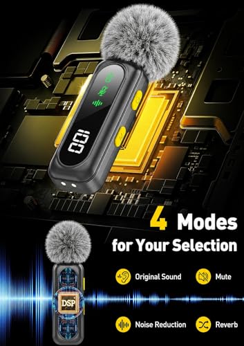 Image of VELOMAX Wireless Mic for YouTube Wireless, Noise Reduction Mic Magnetic Clip Wireless Microphone with LED Indicator and Battery Display for Video Recording Creators Youtuber(Single Mic)