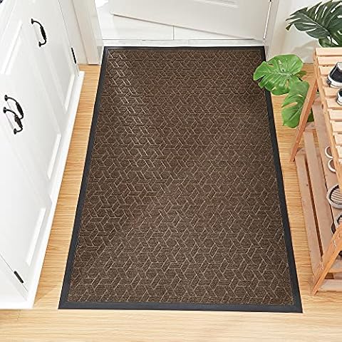 COSY HOMEER Door Mat Front Indoor Outdoor Doormat,Small Heavy Duty Rubber Outside Floor Rug for Entryway Patio Waterproof Entrance Rug,35"x59",Beige Cover