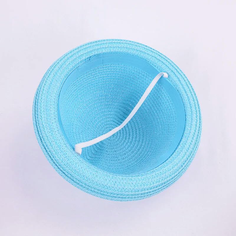 Sombrero De Pescador Para Bebés Sombrero De Paja De Peinado Cubo De Verano Sombrero De Sol Orejas Lindas Sólido de Felpa Sombrero De Playa para Niños