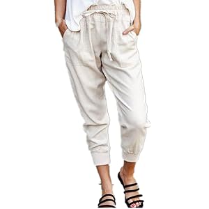 Solid Color Straight Wide Leg Pants Womens high Waist Loose and Thin Casual Fashion Trousers White S