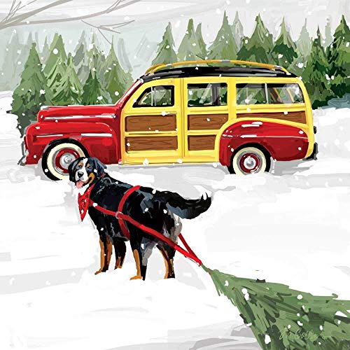 Bundle-of-2-20-count-Bernese-Noahs-Snowy-Vintage-Christmas-Paper-Beverage-Napkins Bundle of 2 20 count Bernese Noahs Snowy Vintage Christmas Paper Beverage Napkins