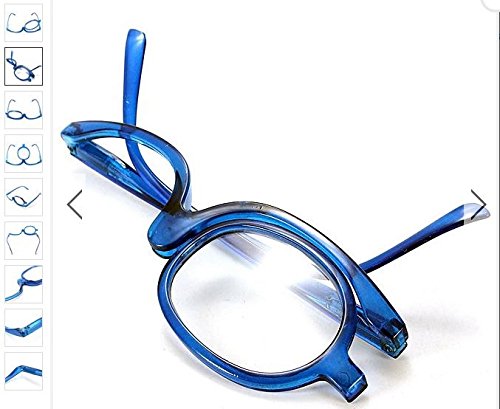 Blue Magnifying Glasses Makeup Reading Glass Folding Eyeglasses Cosmetic by Rubyshop (Degrees #+3.50)