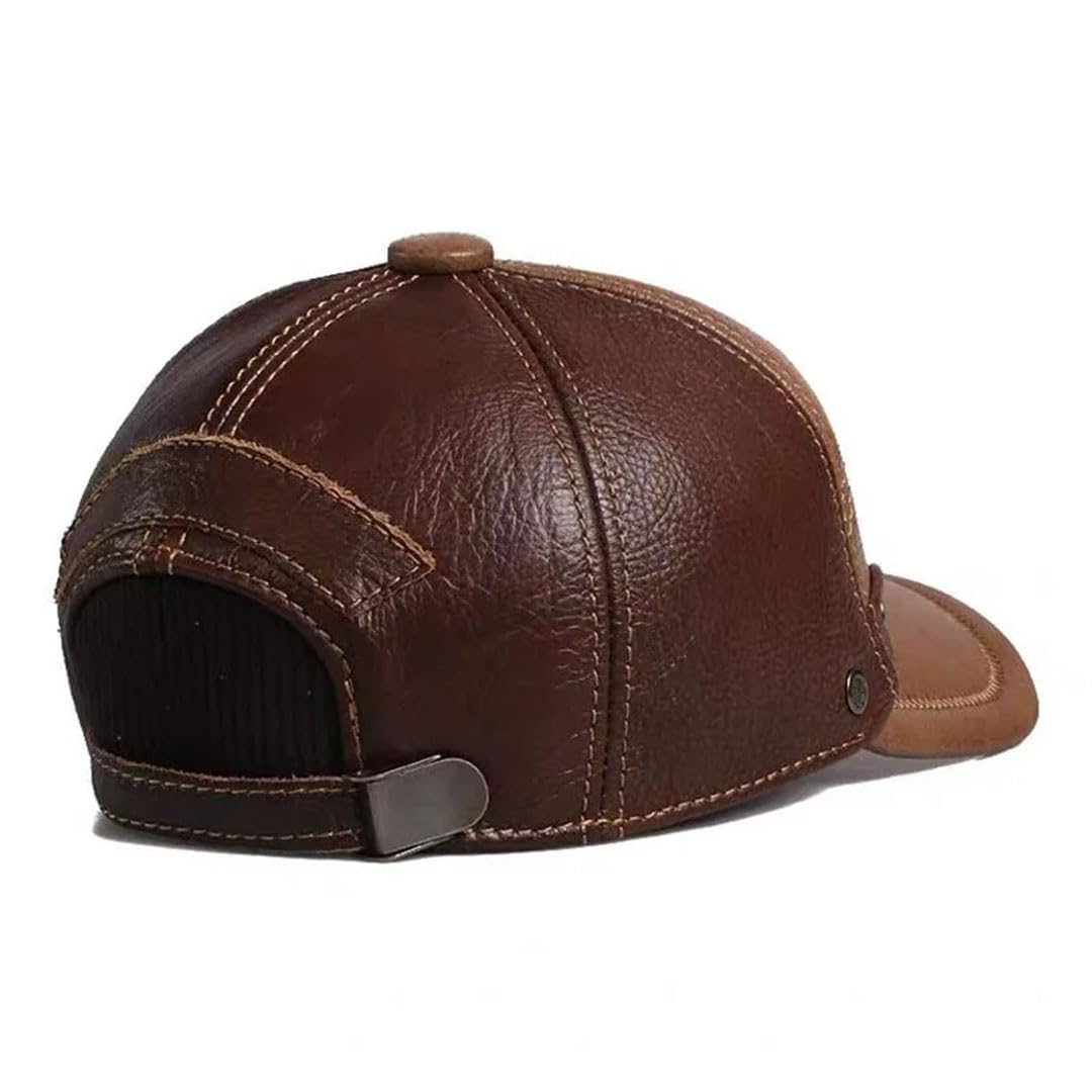 Gorra de béisbol de invierno para hombre, de piel auténtica, gorra militar