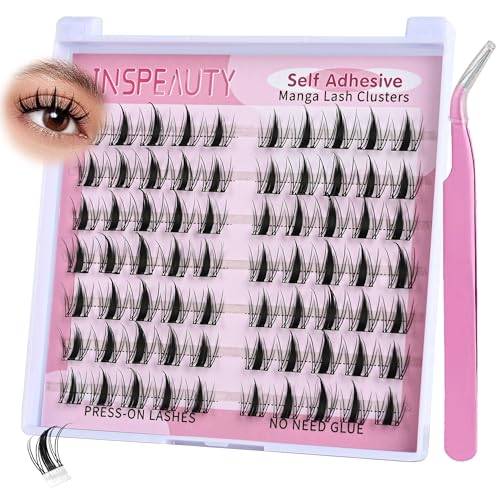 Self Adhesive Lash Clusters Spiky Self Adhesive Lashes Manga Lash Clusters Fairy Lashes Clusters No Glue Lashes Pre Glued Eyelash Clusters Press on Lashes Waterproof Eyelash by INSPEAUTY