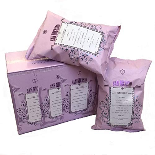 San Nicasio Patatas Fritas Aceite Oliva Virgen Extra con Sal Rosa del Himalaya Caja Regalo 3x150 g