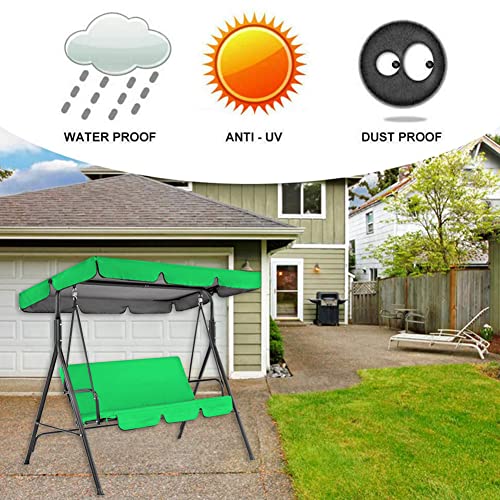 Ikasus Replacement Canopy For Swing Outdoor, 65 X 45 Outdoor Swing Canopy Replacement Porch Top Cover & Seat Cover Oxford Cloth Garden Courtyard Beach Waterproof Swing Top Green (Top&Seat Cover) #TOP2