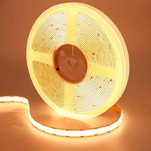 GOMING 24V 10M Doppelreihe COB LED Streifen Warmweiss 3000K LED Strip 600LED/M LED Band Selbstklebend CRI 93+ Hohe Helligkeit 20000lm Nicht Wasserdicht IP20 für Heim Deko(Netzteil nicht Enthalten)